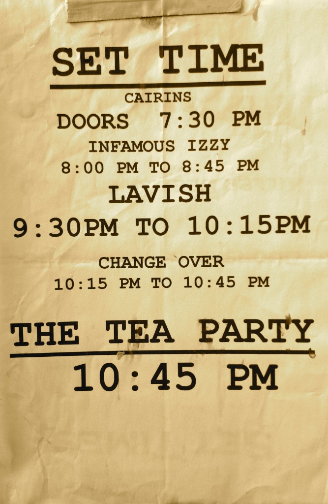 infamous izzy the tea party set times